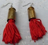 Shell Casing Earrings Brass FUN Red Fringe in Kingwood, Texas
