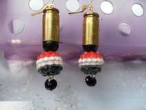 Shell Casing Earrings Red White and Black Accents in Kingwood, Texas